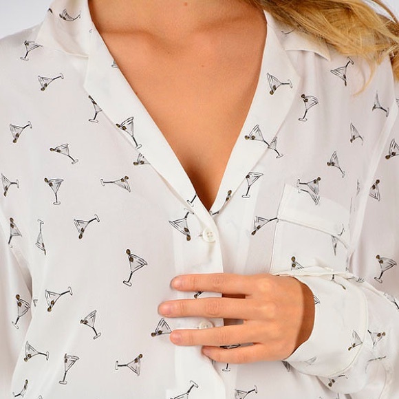 Equipment  Martini print 100% silk Blouse L - Picture 4 of 7